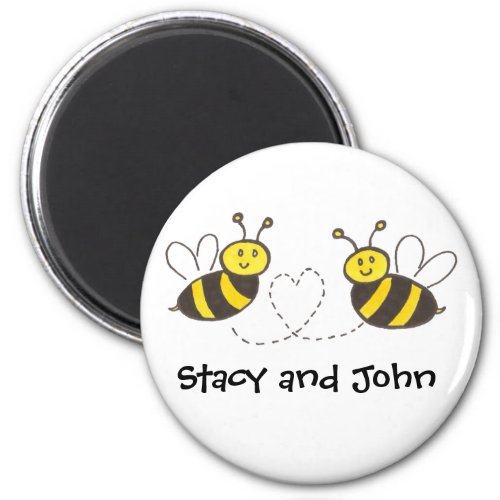 Honey Bees with Heart with Personalized Name Magnet
