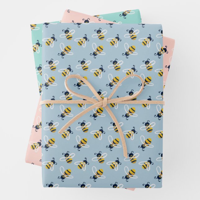 Honey Bees Wrapping Paper Sheets (In situ)