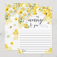 Honey Bees Yellow Floral Time Capsule Message Card