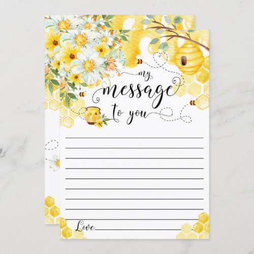 Honey Bees Yellow Floral Time Capsule Message Card