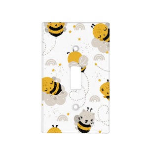Honey Bees Yellow Nursery   Light Switch Cover