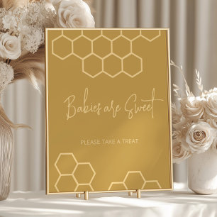 Honey Beige Baby Shower Babies are Sweet Dessert Poster