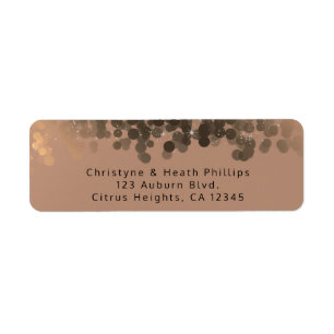 Honey Beige Champagne Golden Sparkle Lights Party Label