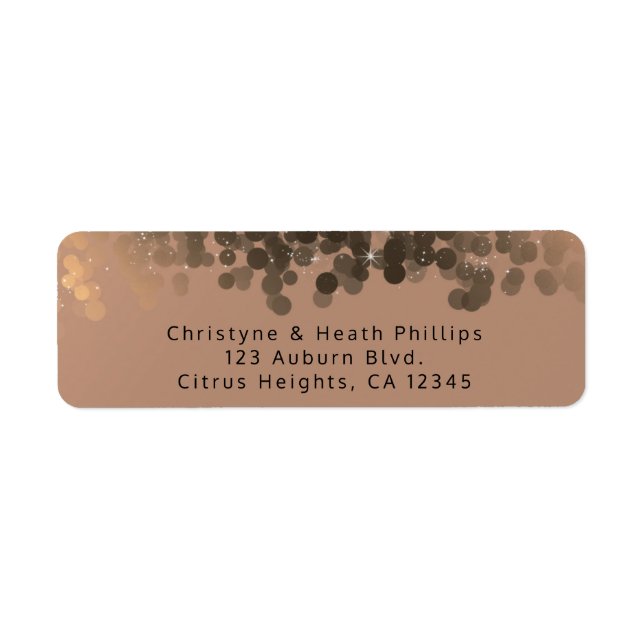 Honey Beige Champagne Golden Sparkle Lights Party Label (Front)