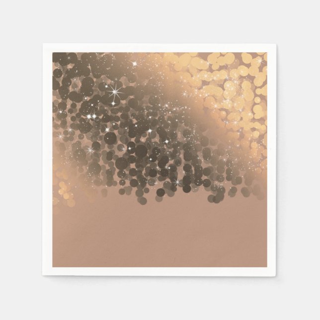 Honey Beige Champagne Golden Sparkle Lights Party Napkins (Front)
