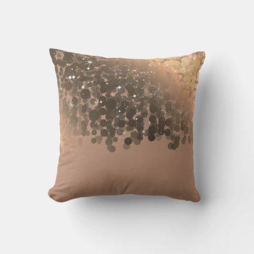 Honey Beige Champagne Golden Sparkle Lights Throw Pillow