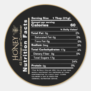 Honey Black and Gold Nutrition Facts Label