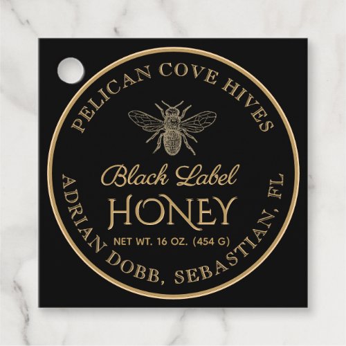 Honey Black Gold Vintage Bee Label Tag