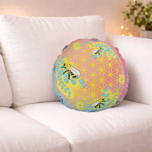 Honey Bloom – Color of Heart Round Pillow