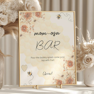 Honey Boho Wildflower Baby Shower Mom-osa Bar Poster