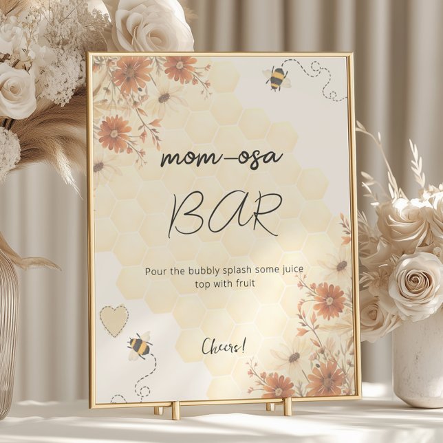 Honey Boho Wildflower Baby Shower Mom-osa Bar Poster (Creator Uploaded)