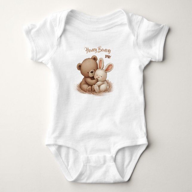 Honey Bonny Baby – Baby Bear & Bunny Baby Bodysuit (Front)
