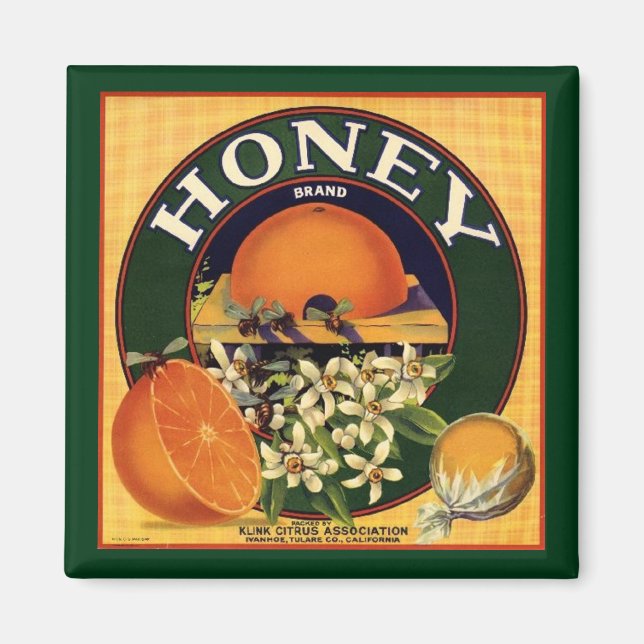 Honey Brand Citrus Crate Label Magnet (Front)