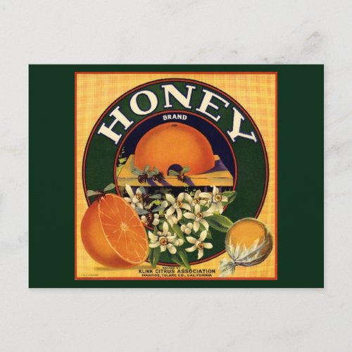 Honey Brand Citrus Crate Label Postcard