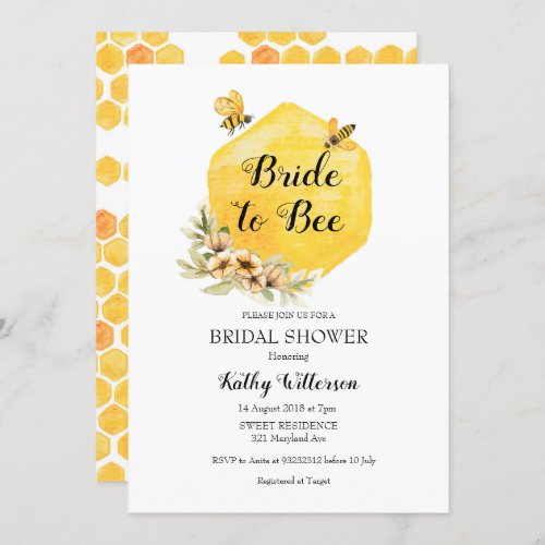 Honey Bride to bee bridal shower invitation