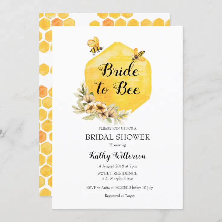 Honey Bride to bee bridal shower invitation Zazzle