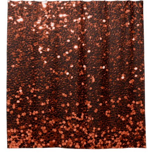 Honey Bronze Coppe Maroon Faux Glitter Sequin Glam Shower Curtain