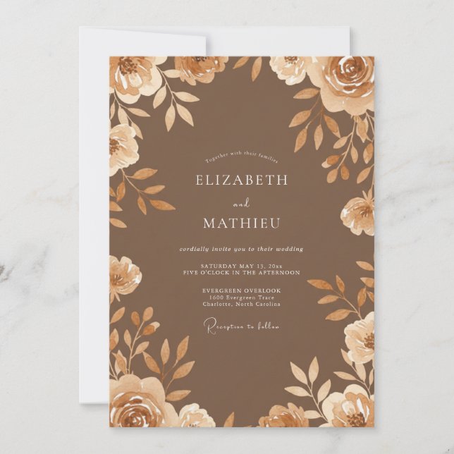 Honey Bronze Leafy Wedding Invitation (Front)