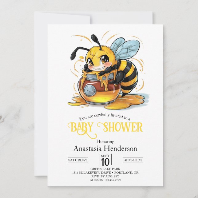 Honey Bumble Bee Baby Shower Invitation (Front)