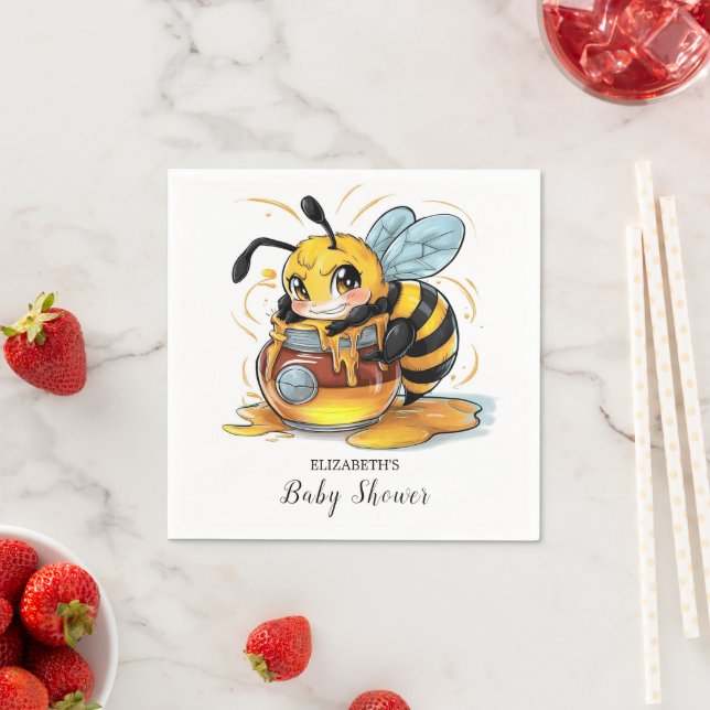 Honey Bumble Bee Baby Shower Napkins (Insitu)