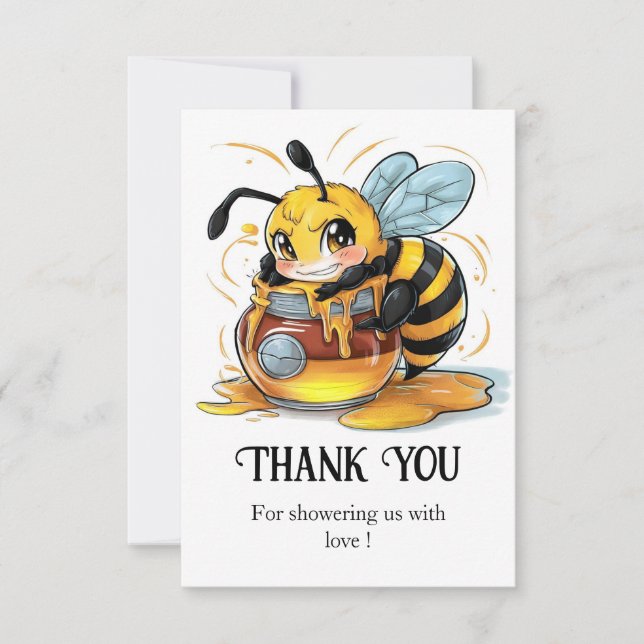 Honey Bumble Bee Baby Shower Thank You Card (Front)