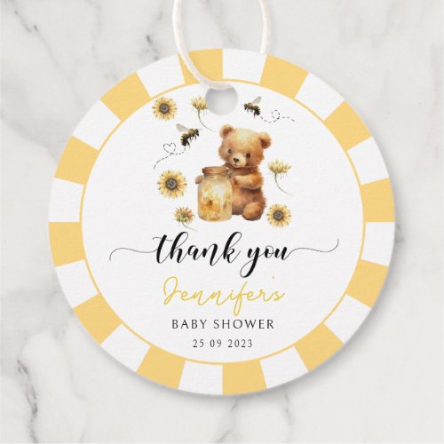 Honey bumble bee boy baby shower thank you favor tags