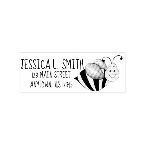 Honey Bumble Bee Bumblebee Personalized Address Rubber Stamp