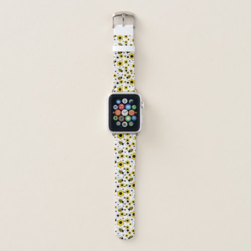 Honey Bumble Bee Bumblebee White Yellow Floral Apple Watch Band