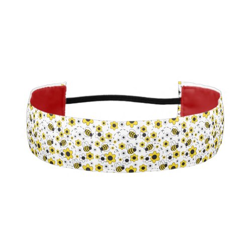 Honey Bumble Bee Bumblebee White Yellow Floral Athletic Headband