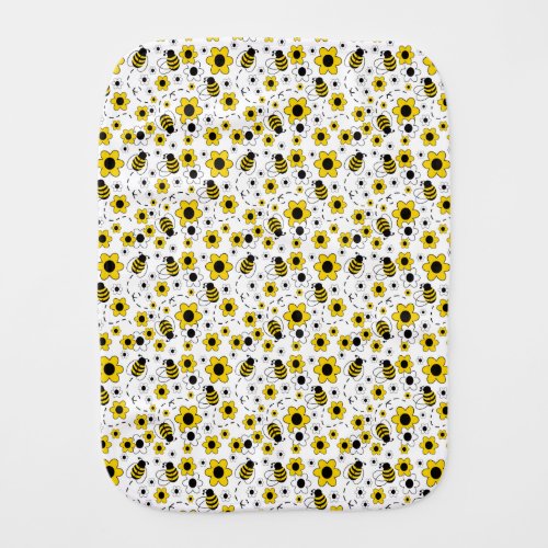 Honey Bumble Bee Bumblebee White Yellow Floral Baby Burp Cloth