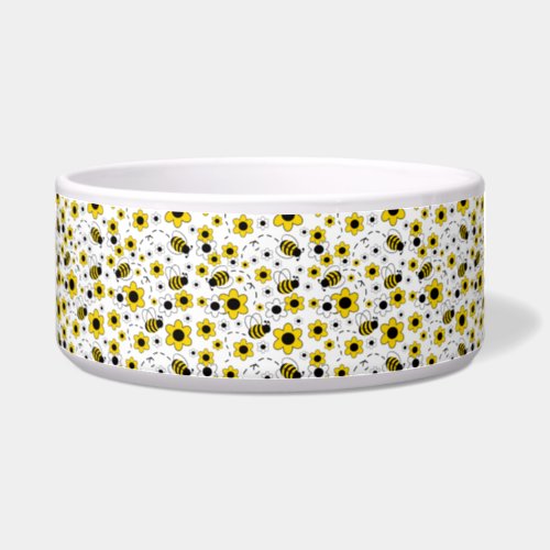 Honey Bumble Bee Bumblebee White Yellow Floral Bowl