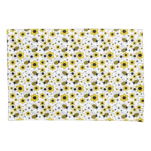 Honey Bumble Bee Bumblebee White Yellow Floral Pillow Case