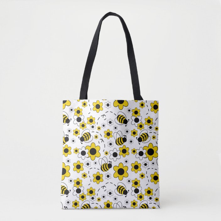 Honey Bumble Bee Bumblebee White Yellow Floral Tote Bag | Zazzle.com