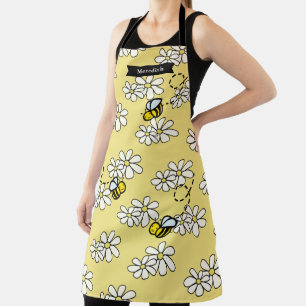 Honey/Bumble Bee & Daisy Pattern Yellow Apron
