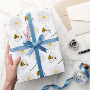Honey Bumble Bee Gnome Pattern Wrapping Paper