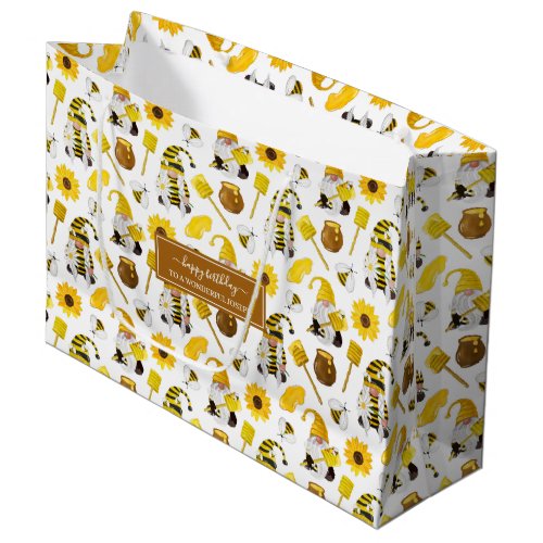 Honey Bumble bee gnomes pattern Large Gift Bag