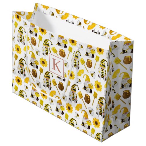 Honey Bumble bee gnomes pattern Large Gift Bag