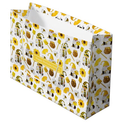 Honey Bumble bee gnomes pattern Large Gift Bag