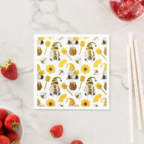 Honey Bumble bee gnomes pattern Napkins