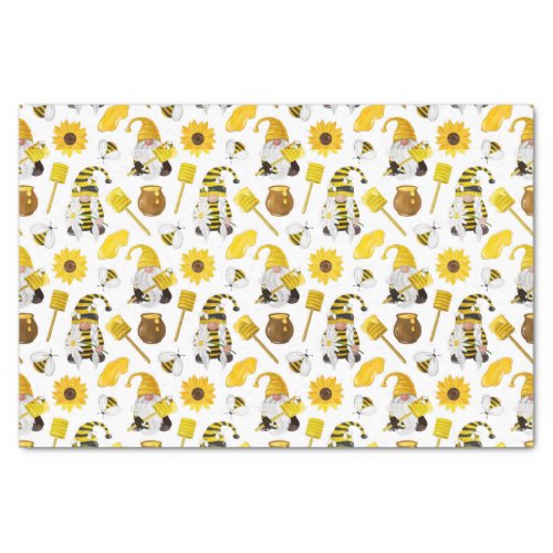 Honey Bumble bee gnomes pattern Tissue Paper