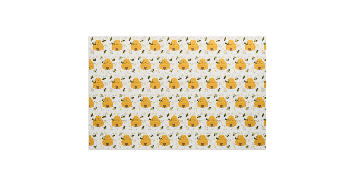 Honey Bumble Bee Hive Sunny Yellow Floral Fabric