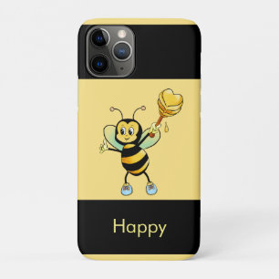 Honey bumble bee on black & golden beige iPhone 11 pro case