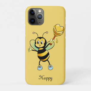 Honey bumble bee on black & golden beige iPhone 11 pro case