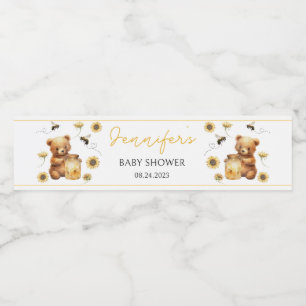 Honey bumble bee yellow gender neutral baby shower water bottle label