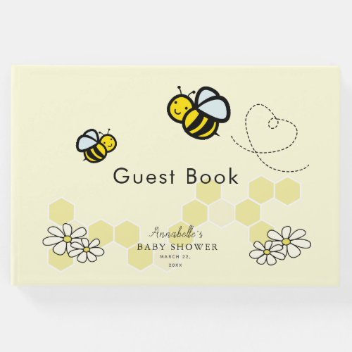 Honey  Bumble Bees  Daisies Yellow Baby Shower Guest Book