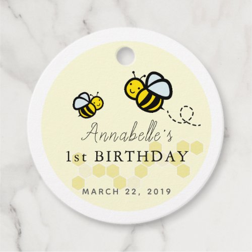 Honey  Bumble Bees  Daisy 1st Birthday Thank You Favor Tags