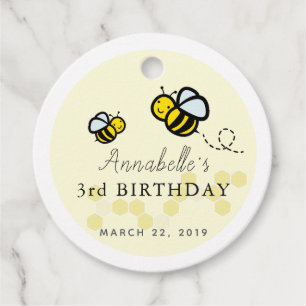 Honey / Bumble Bees & Daisy Birthday Thank You Favor Tags