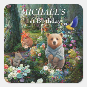 Honey Bunny and Boo Bear Square Sticker