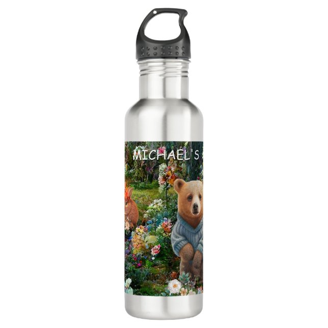 Honey Bunny and Boo Bear  Stainless Steel Water Bottle (Front)