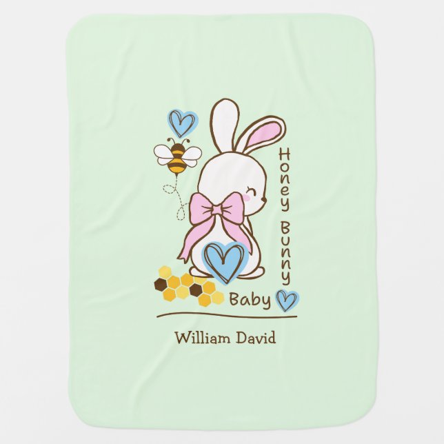 Honey Bunny Baby – Sweet Custom Baby Blanket (Front)
